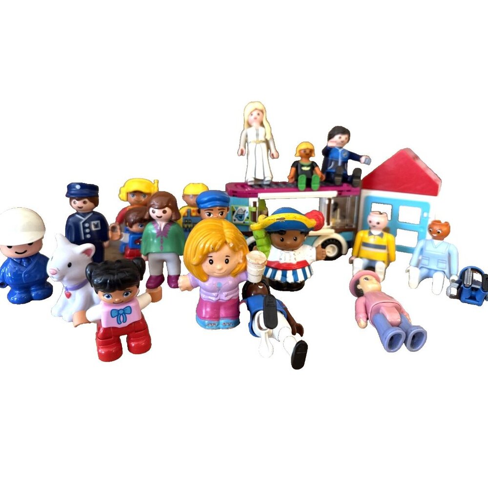 Lot 21 Little People Duplo Lego Friends Set Vintage Geobra Playmobile Figures